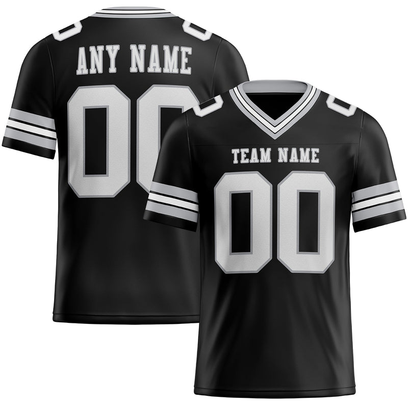 Custom Football Jersey - Black White-Gray Authentic