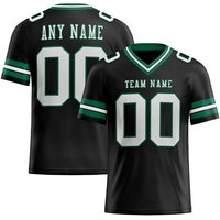 Custom Football Jersey - Black White-Kelly Green Authentic