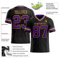 Custom Football Jersey - Black Purple-Gold Authentic