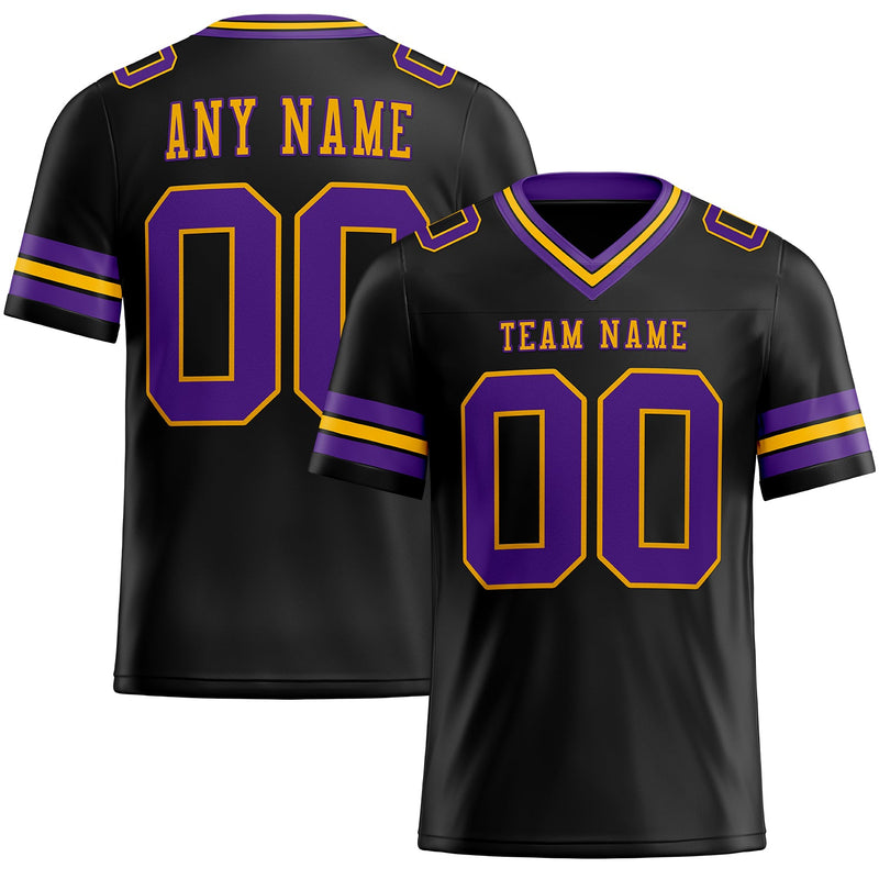 Custom Football Jersey - Black Purple-Gold Authentic