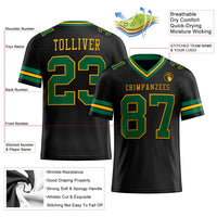 Custom Football Jersey - Black Kelly Green-Gold Authentic