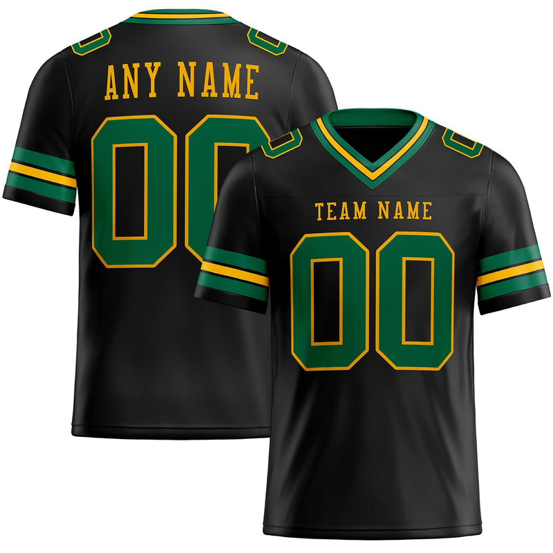 Custom Football Jersey - Black Kelly Green-Gold Authentic