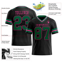 Custom Football Jersey - Black Kelly Green-Pink Authentic