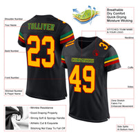 Custom Football Jersey - Black Gold Red-Kelly Green Mesh Authentic