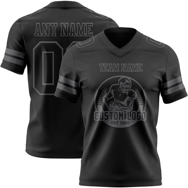 Custom Football Jersey - Black Steel Gray Authentic