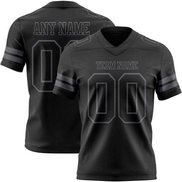 Custom Football Jersey - Black Steel Gray Authentic