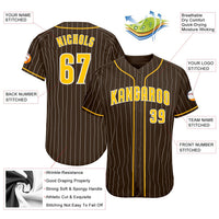 Custom Baseball Jersey - Brown White Pinstripe Gold-White Authentic
