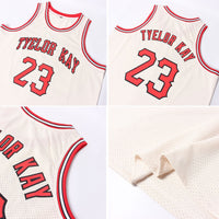 Custom Basketball Jersey - Cream Red-Black Authentic Throwback