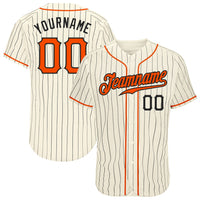 Custom Baseball Jersey - Cream Black Pinstripe Orange-Black Authentic