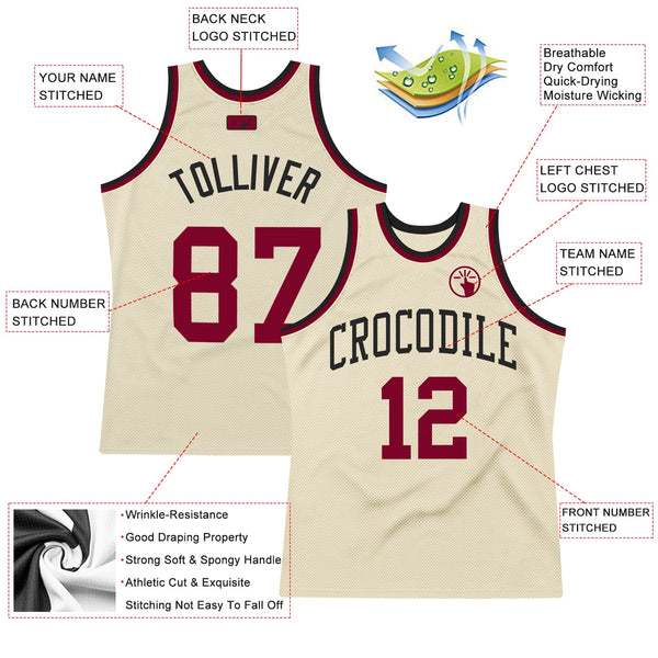 Custom Basketball Jersey - Cream Maroon-Black Authentic Throwback