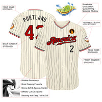 Custom Baseball Jersey - Cream Black Pinstripe Red Black-White Authentic