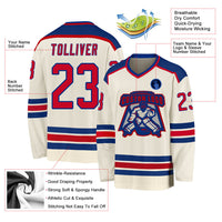 Custom Hockey Jersey - Cream Red-Royal