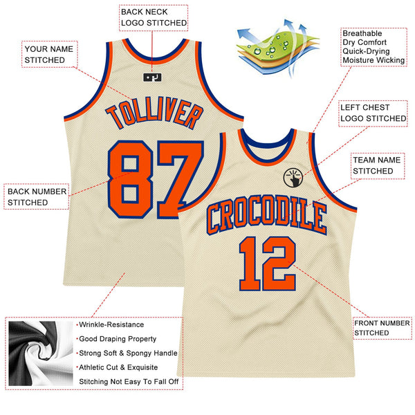 Custom Basketball Jersey - Cream Orange-Royal Authentic Throwback