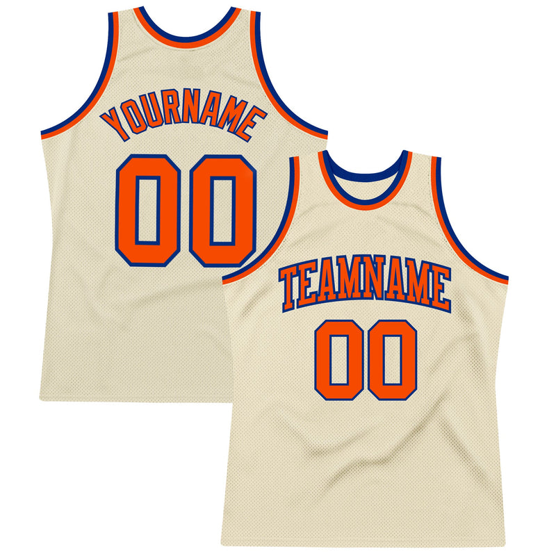 Custom Basketball Jersey - Cream Orange-Royal Authentic Throwback
