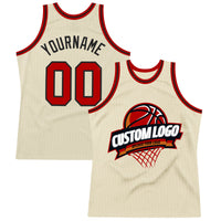 Custom Basketball Jersey - Cream Red-Black Authentic Throwback