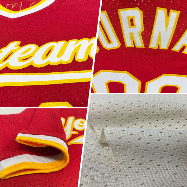 Custom Baseball Jersey - Cream Red-White Authentic Throwback