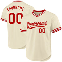 Custom Baseball Jersey - Cream Red-White Authentic Throwback