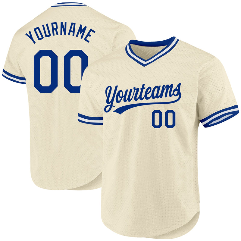 Custom Baseball Jersey - Cream Royal-White Authentic Throwback