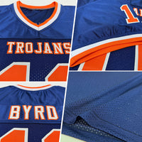 Custom Football Jersey - Navy Orange-White Mesh Authentic Throwback