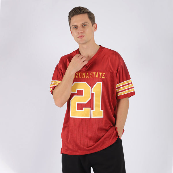 Custom Football Jersey - Red Gold-White Mesh Authentic