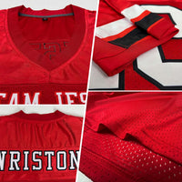 Custom Football Jersey - Red White-Black Mesh Authentic