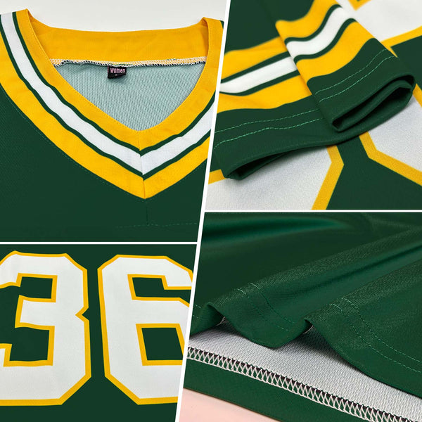 Custom Football Jersey - Green White-Gold Authentic