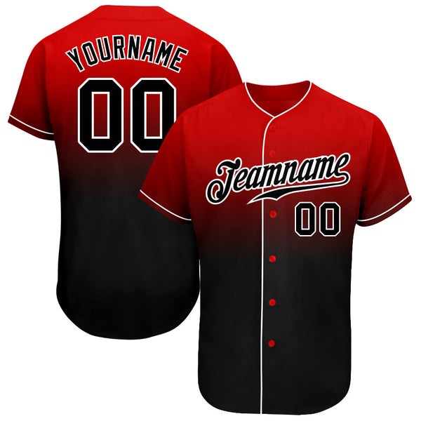 Custom Baseball Jersey - Red Black-White Authentic Fade Fashion