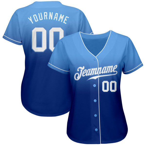 Custom Baseball Jersey - Light Blue White-Royal Authentic Fade Fashion