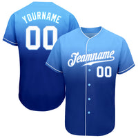 Custom Baseball Jersey - Light Blue White-Royal Authentic Fade Fashion