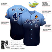 Custom Baseball Jersey - Light Blue Navy-White Authentic Fade Fashion