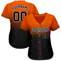 Custom Baseball Jersey - Orange Black-White Authentic Fade Fashion