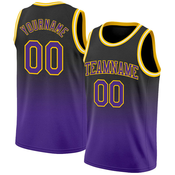 Custom Basketball Jersey - Black Purple-Gold Authentic Fade Fashion