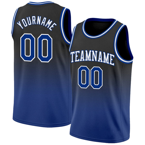 Custom Basketball Jersey - Black Royal-White Authentic Fade Fashion