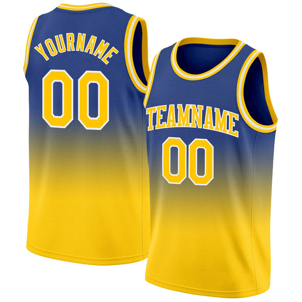 Custom Basketball Jersey - Royal Gold-White Authentic Fade Fashion