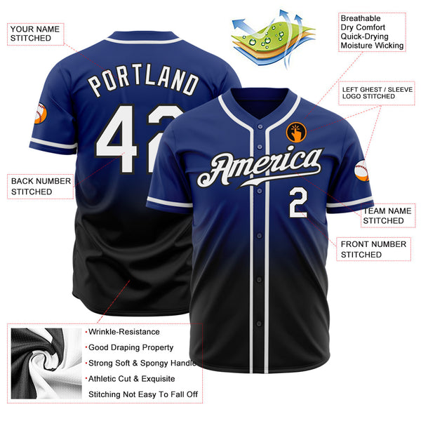Custom Baseball Jersey - Royal White-Black Authentic Fade Fashion