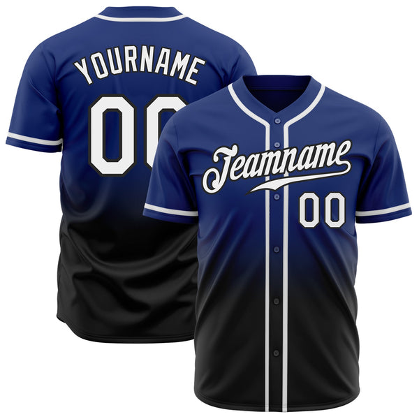 Custom Baseball Jersey - Royal White-Black Authentic Fade Fashion