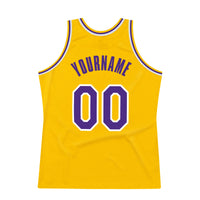 Custom Basketball Jersey - Gold Purple-White Authentic Throwback