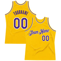 Custom Basketball Jersey - Gold Purple-White Authentic Throwback