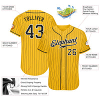Custom Baseball Jersey - Yellow Black Pinstripe Black-White Authentic