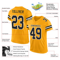 Custom Football Jersey - Gold Black-White Mesh Authentic