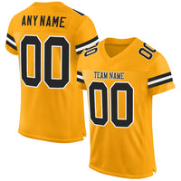 Custom Football Jersey - Gold Black-White Mesh Authentic