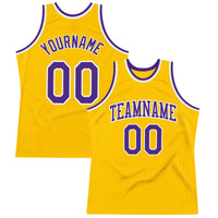 Custom Basketball Jersey - Gold Purple-White Authentic Throwback