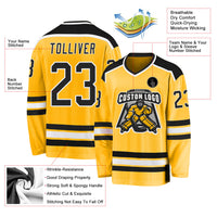Custom Hockey Jersey - Gold Black-White