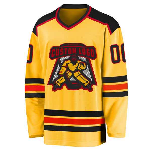 Custom Hockey Jersey - Gold Black-Red