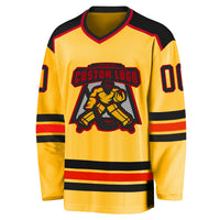 Custom Hockey Jersey - Gold Black-Red