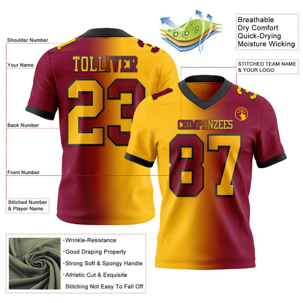 Custom Football Jersey - Maroon Gold-Black Authentic Gradient Fashion