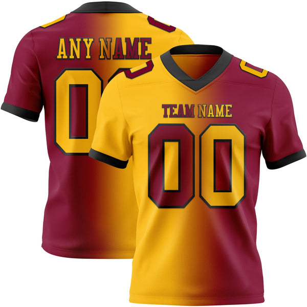 Custom Football Jersey - Maroon Gold-Black Authentic Gradient Fashion