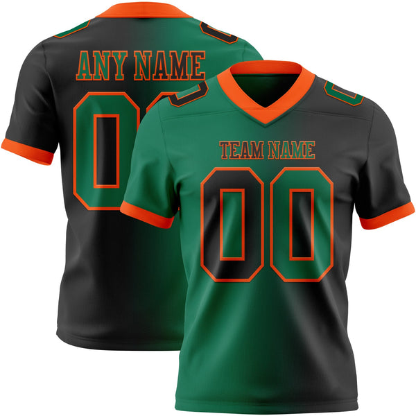 Custom Football Jersey - Black Kelly Green-Orange Authentic Gradient Fashion