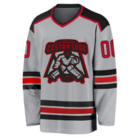 Custom Hockey Jersey - Gray Red-Black
