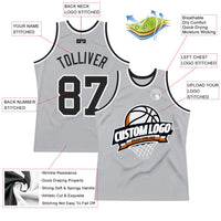 Custom Basketball Jersey - Gray Black-White Authentic Throwback